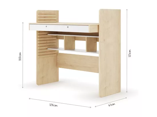 Bureau évolutif avec rangement panneaux de fibres bois et blanc LEWIS