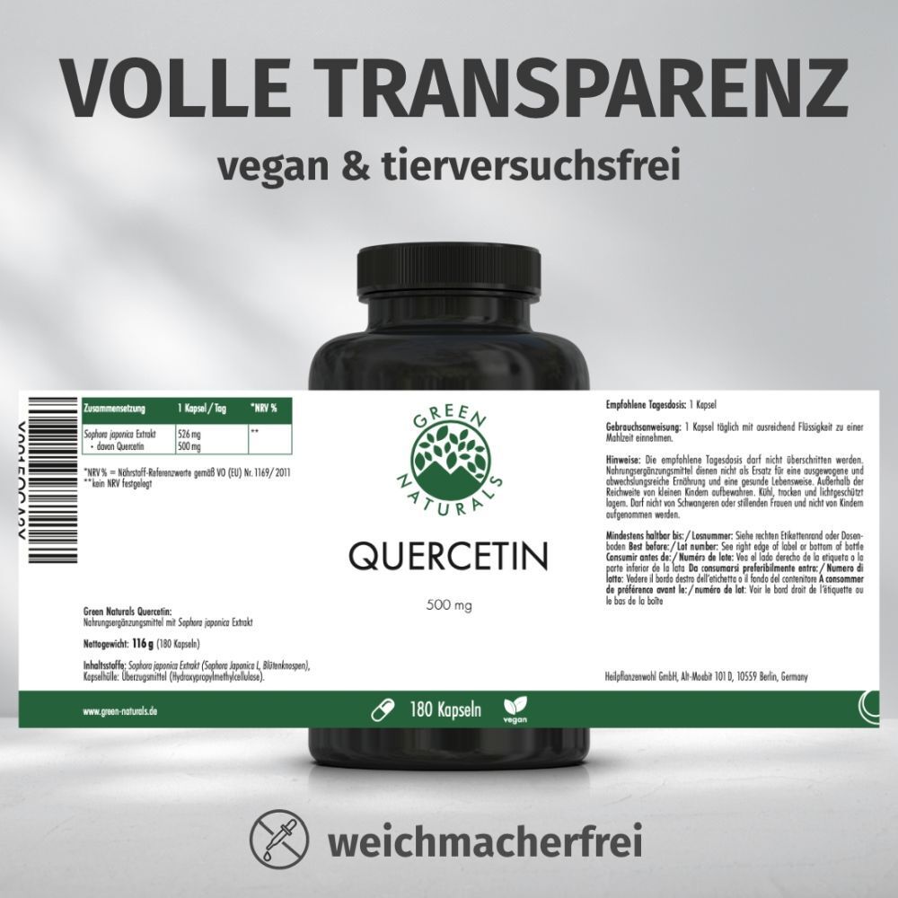 GREEN NATURALS® Quercetin 500 mg hochdosiert vegan