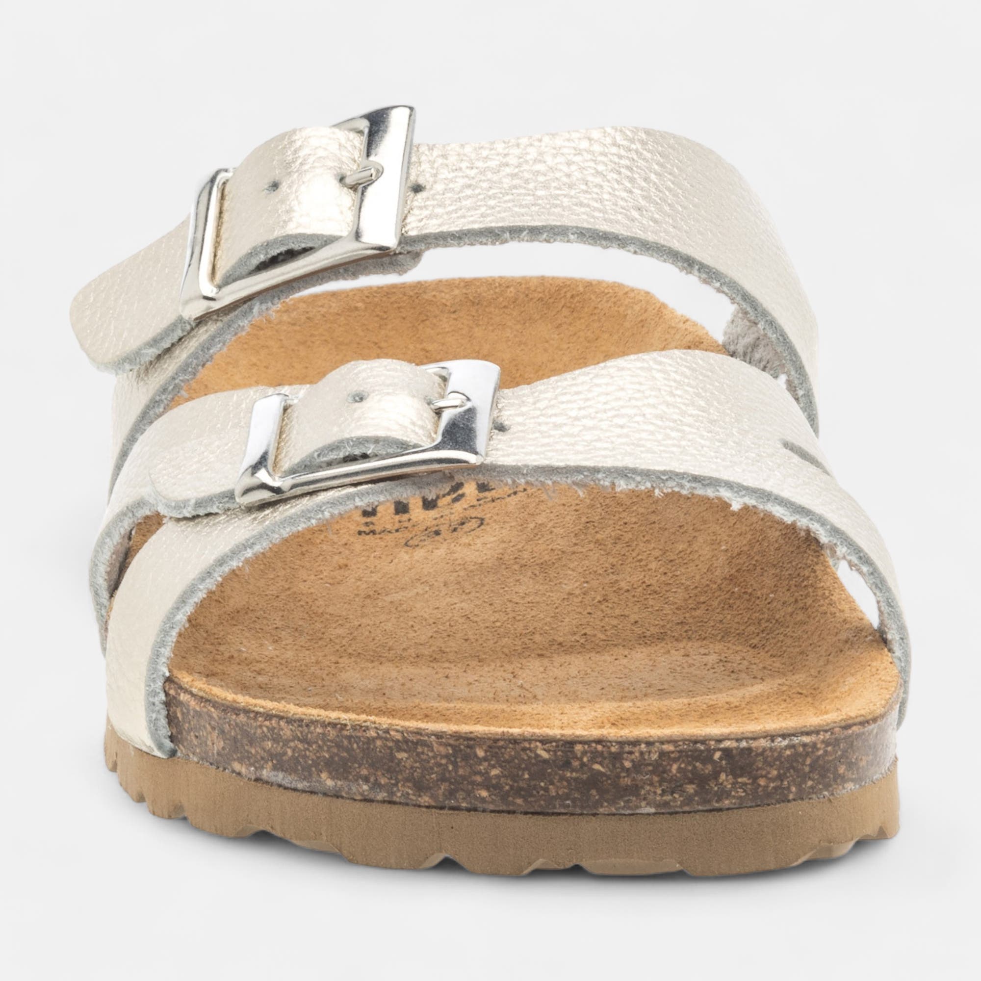 Mules semelle liège Femme en cuir or