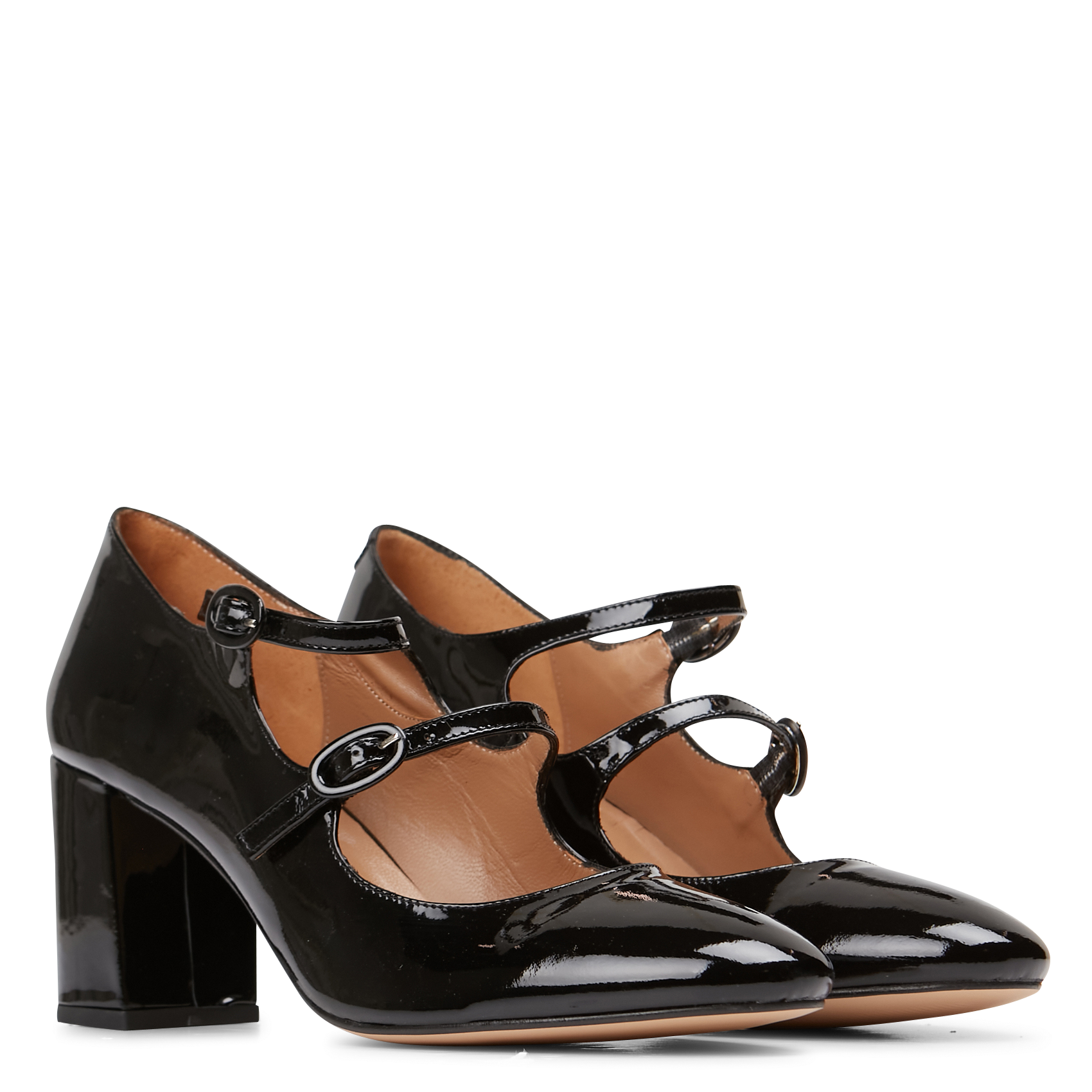 APPOLONIE - Sandales hautes en cuir vernis| Noir