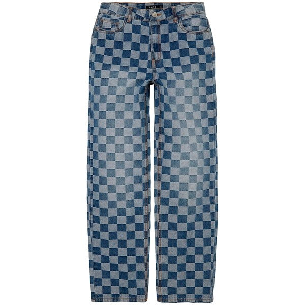 Medium Blue Denim Checkizza Straight Jeans