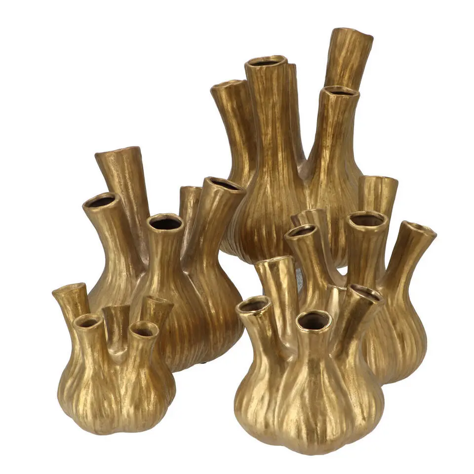 DK Design vaas Aglio - tulpenvaas - goud mat - D20 x H25 cm
