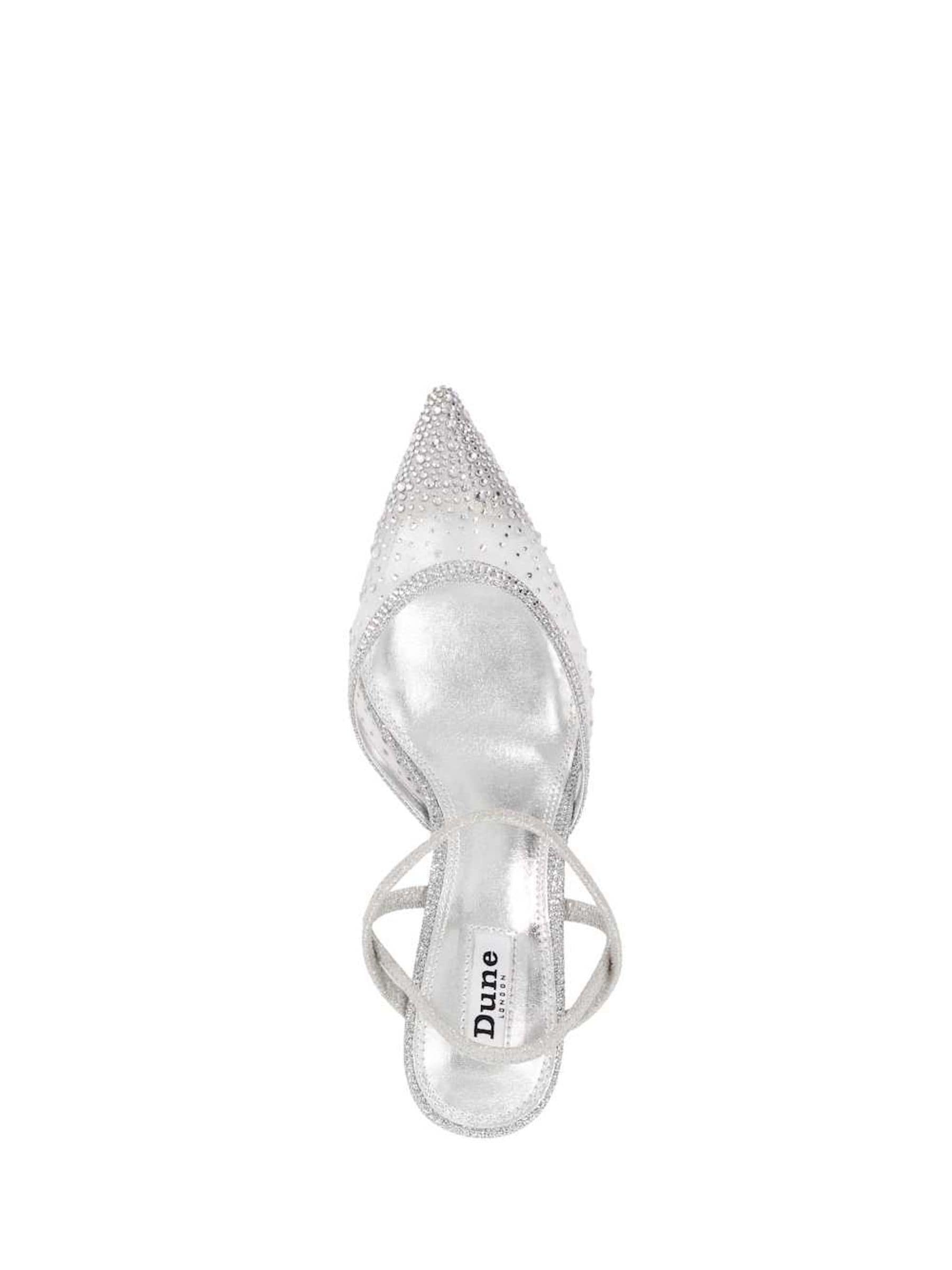 Zilver - Dune London Charismatic Pointed Metallised Fibre Slingback Heels