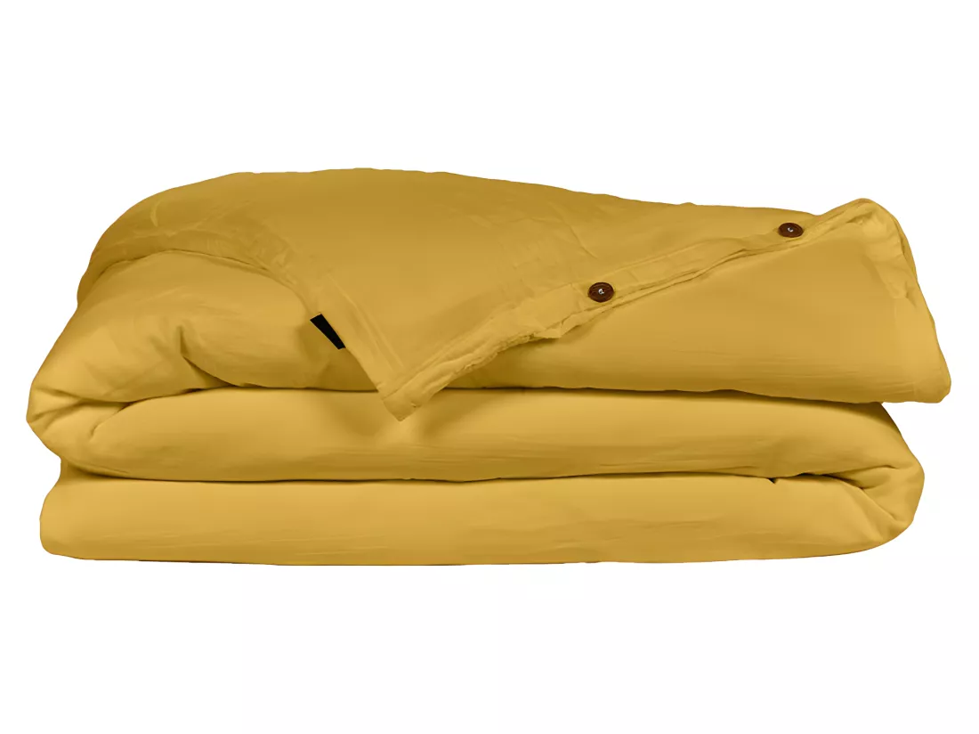 Housse de couette gaze de coton double 220 x 240 cm jaune - PEPA 3