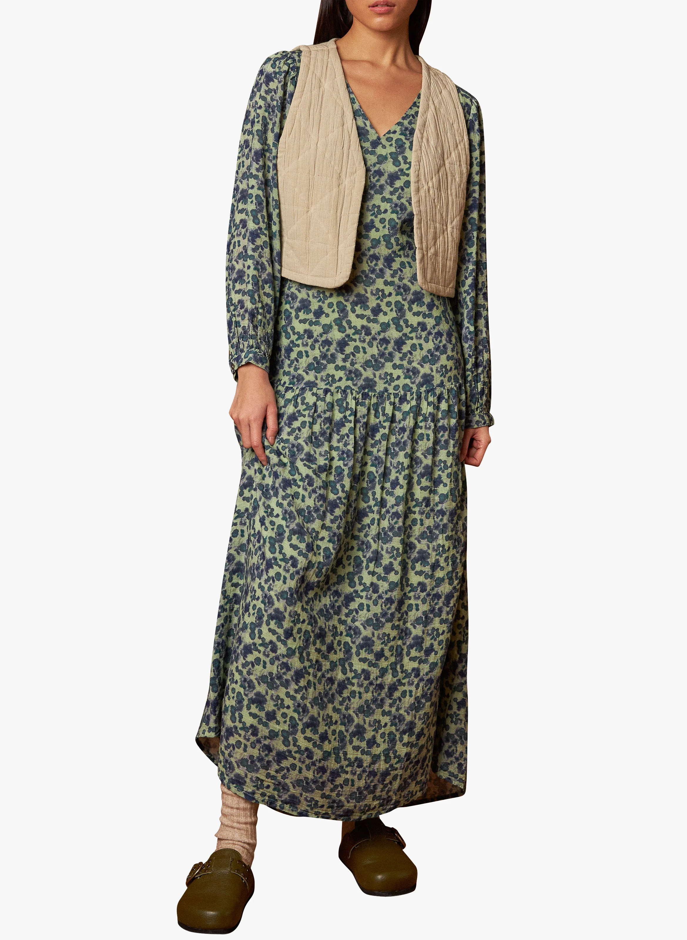 Gilet court jacquard en coton | Beige