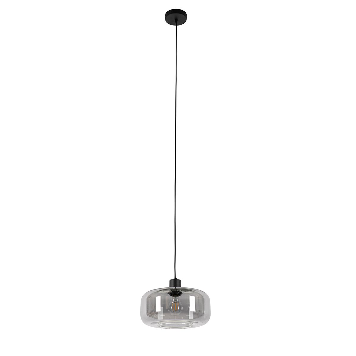 Art deco hanglamp zwart met smoke glas - Bizle