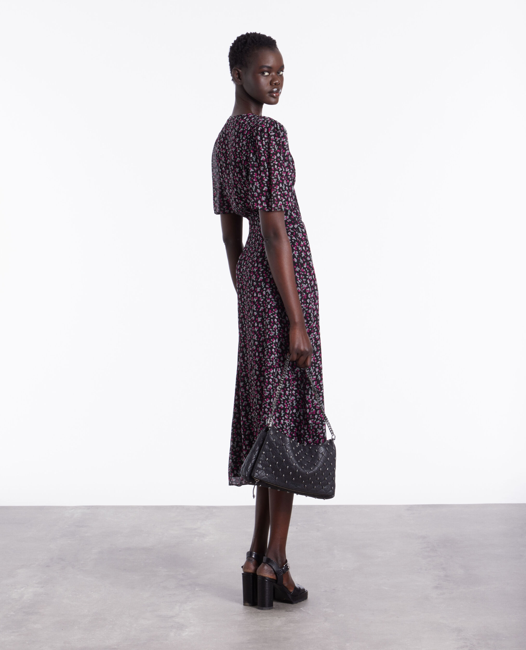 Robe portefeuille longue imprimée