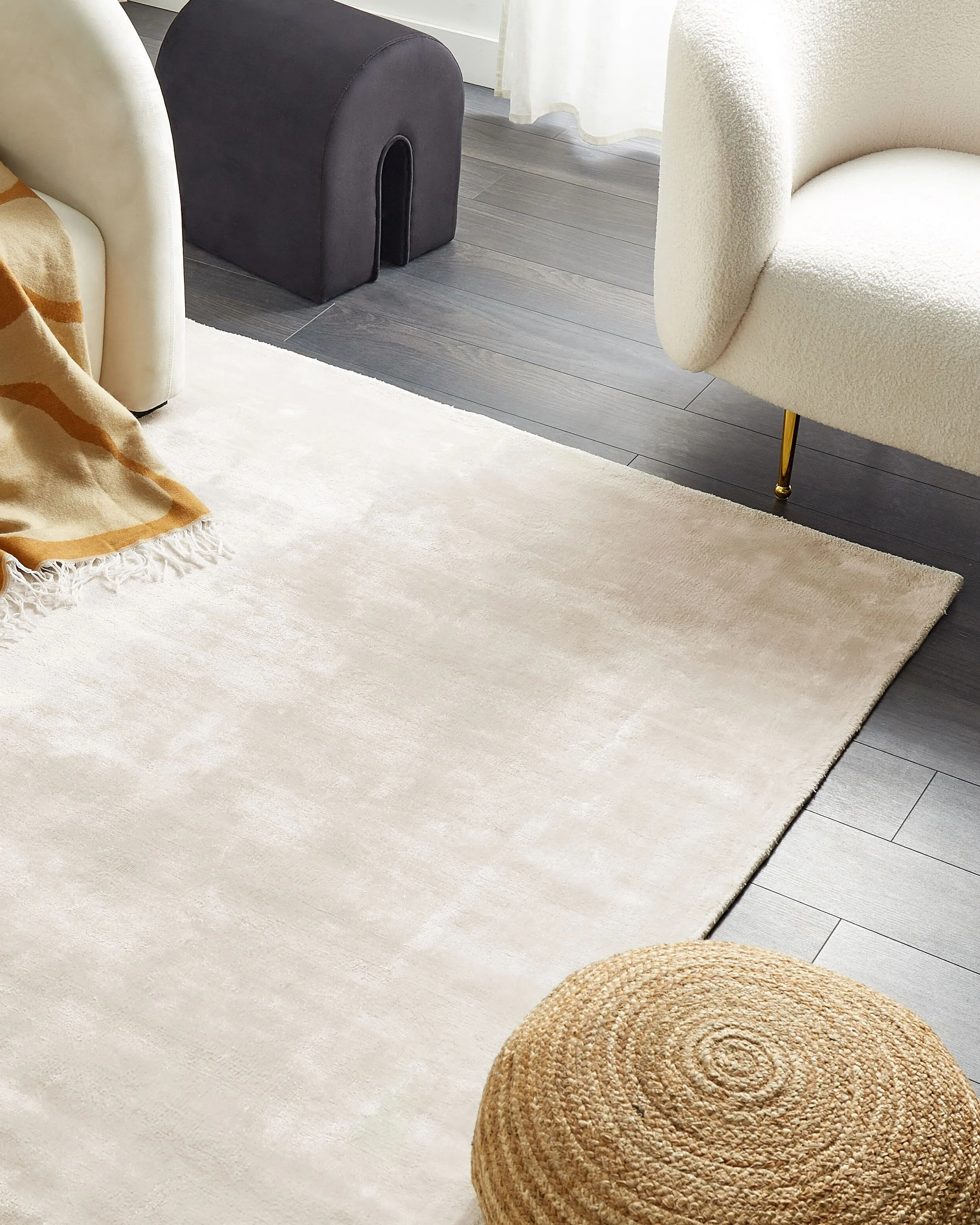 Vloerkleed GESI II Lichtbeige 160 x 230 cm Viscose