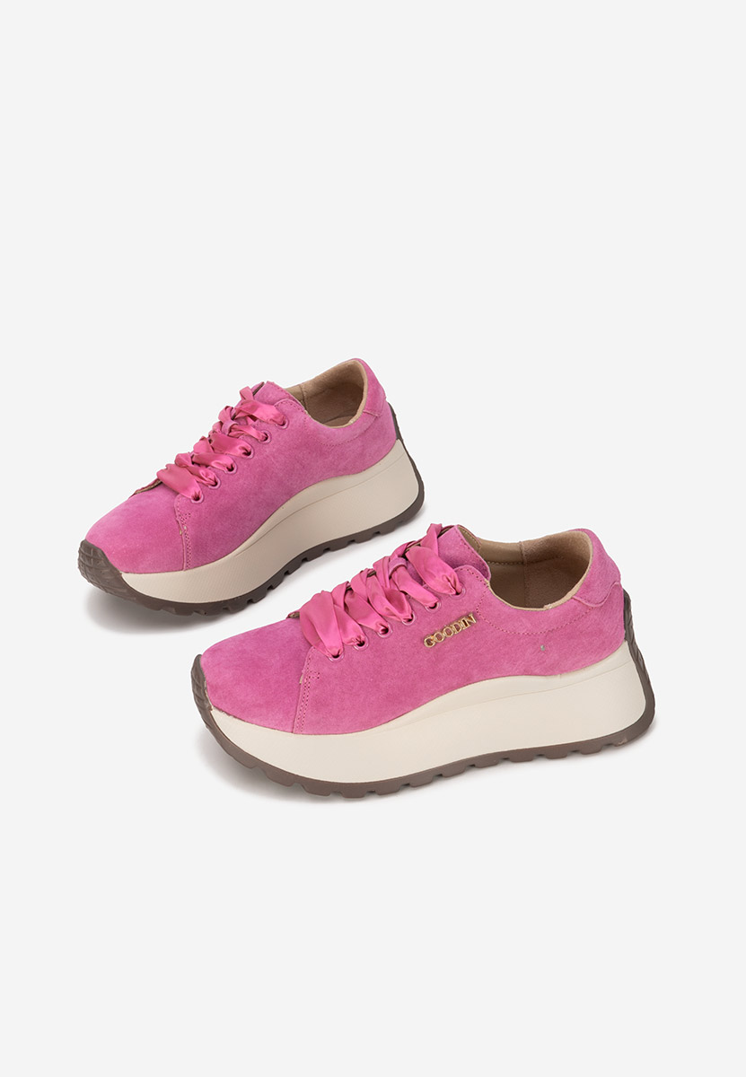 Baskets pour femme en cuir roses Gonelia