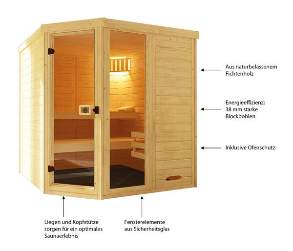 Weka Sauna Laukkala mit Glastür und Fenster