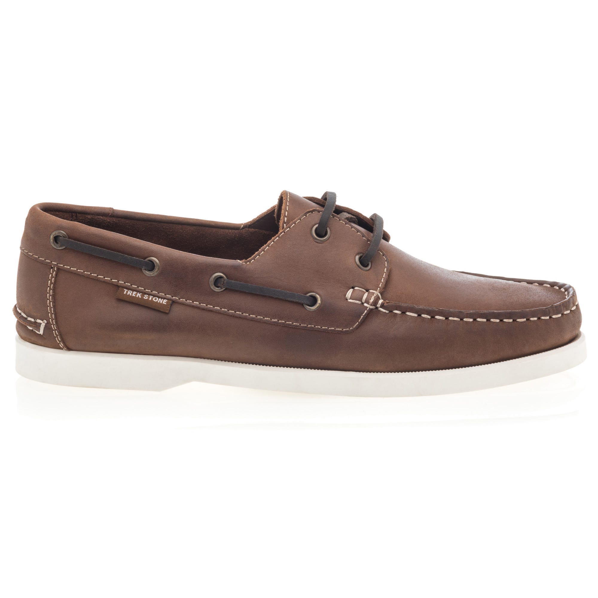Chaussures bateau Homme en cuir cognac