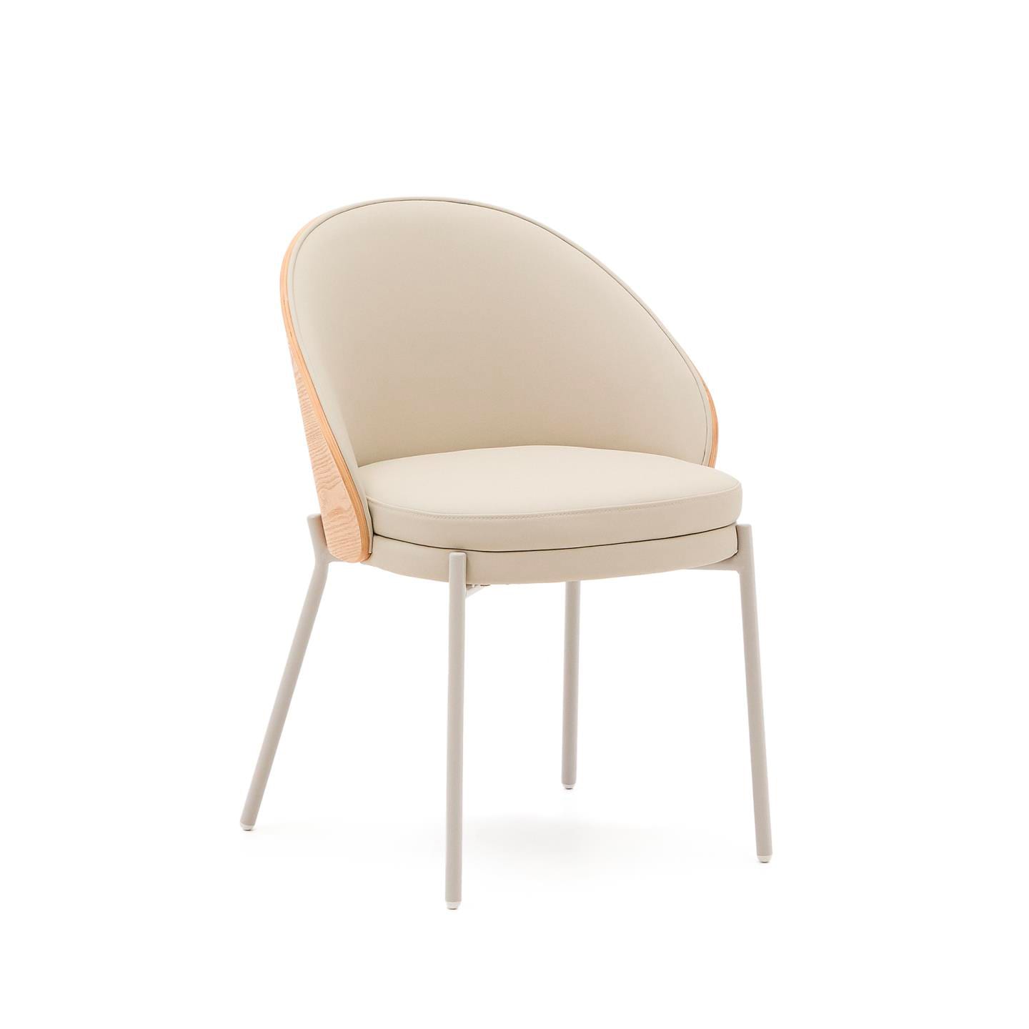 Kave Home Stuhl EAMY Lederlook beige/braun/beige