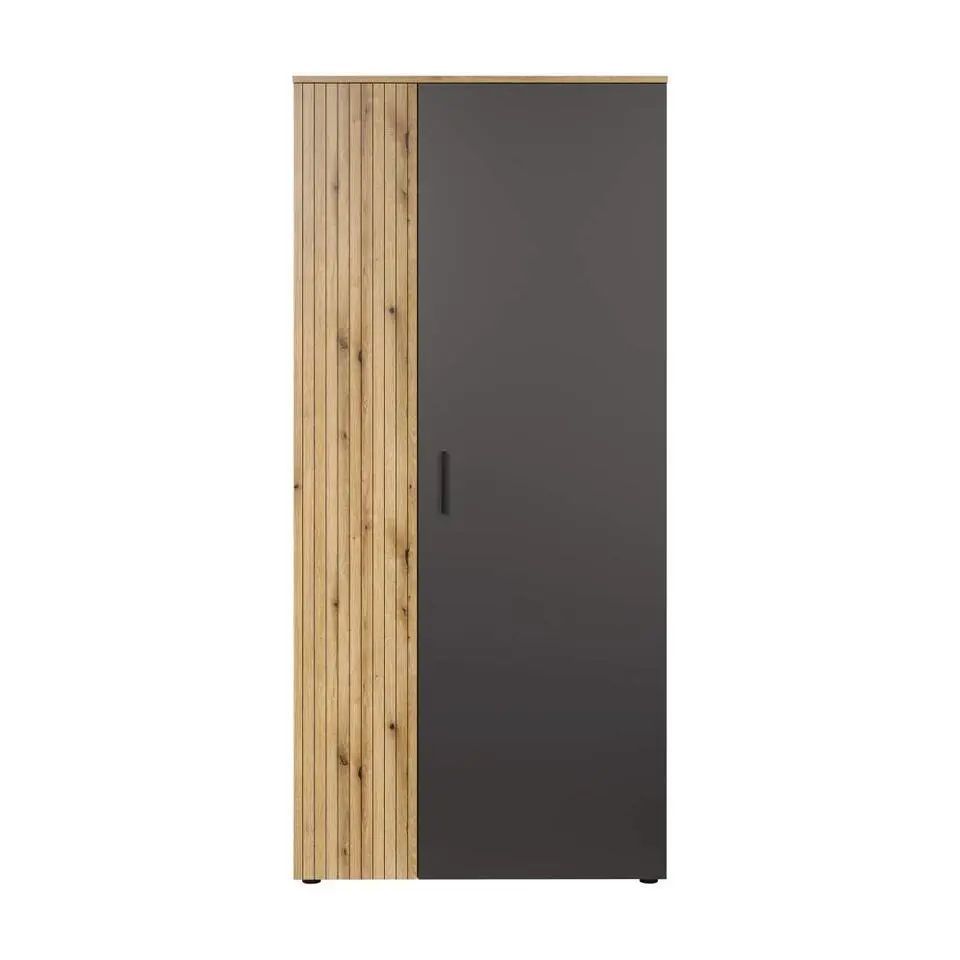 Hioshop Esteban kledingkast grijs- eik decor