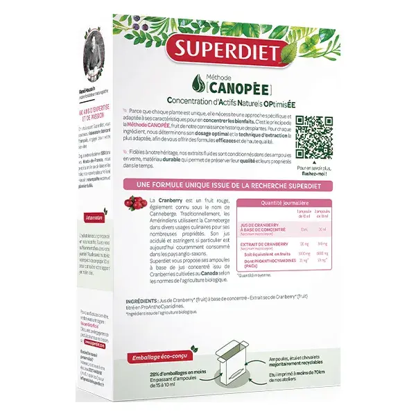 Superdiet Cranberry Orgânico 20 ampolas de 15ml