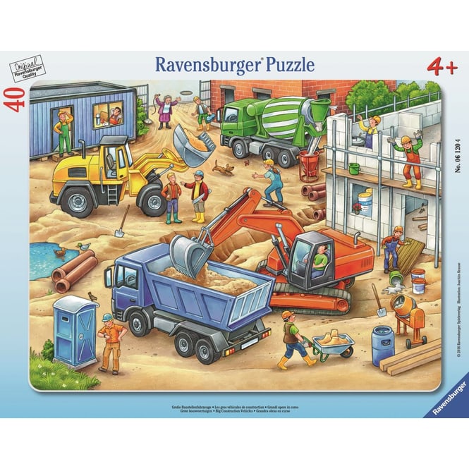 Rahmenpuzzle - Große Baustellenfahrzeuge - 40 Teile