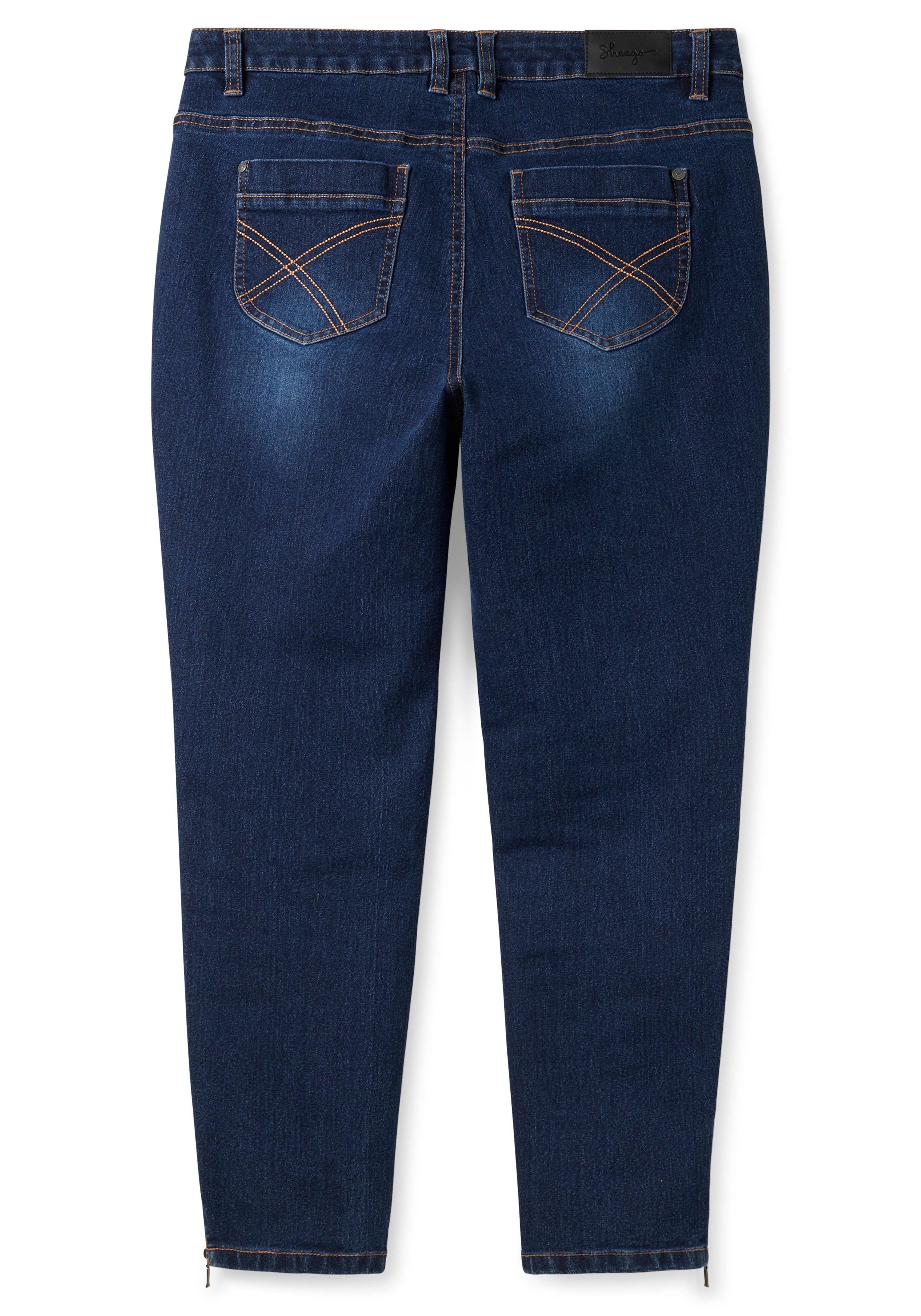 Schmale Jeans mit Zippern am Saumabschluss