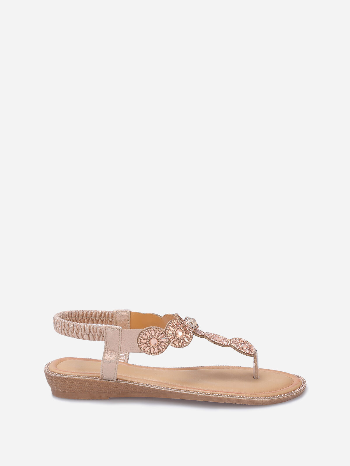 Nu-pieds pailletés à strass- Doré rose