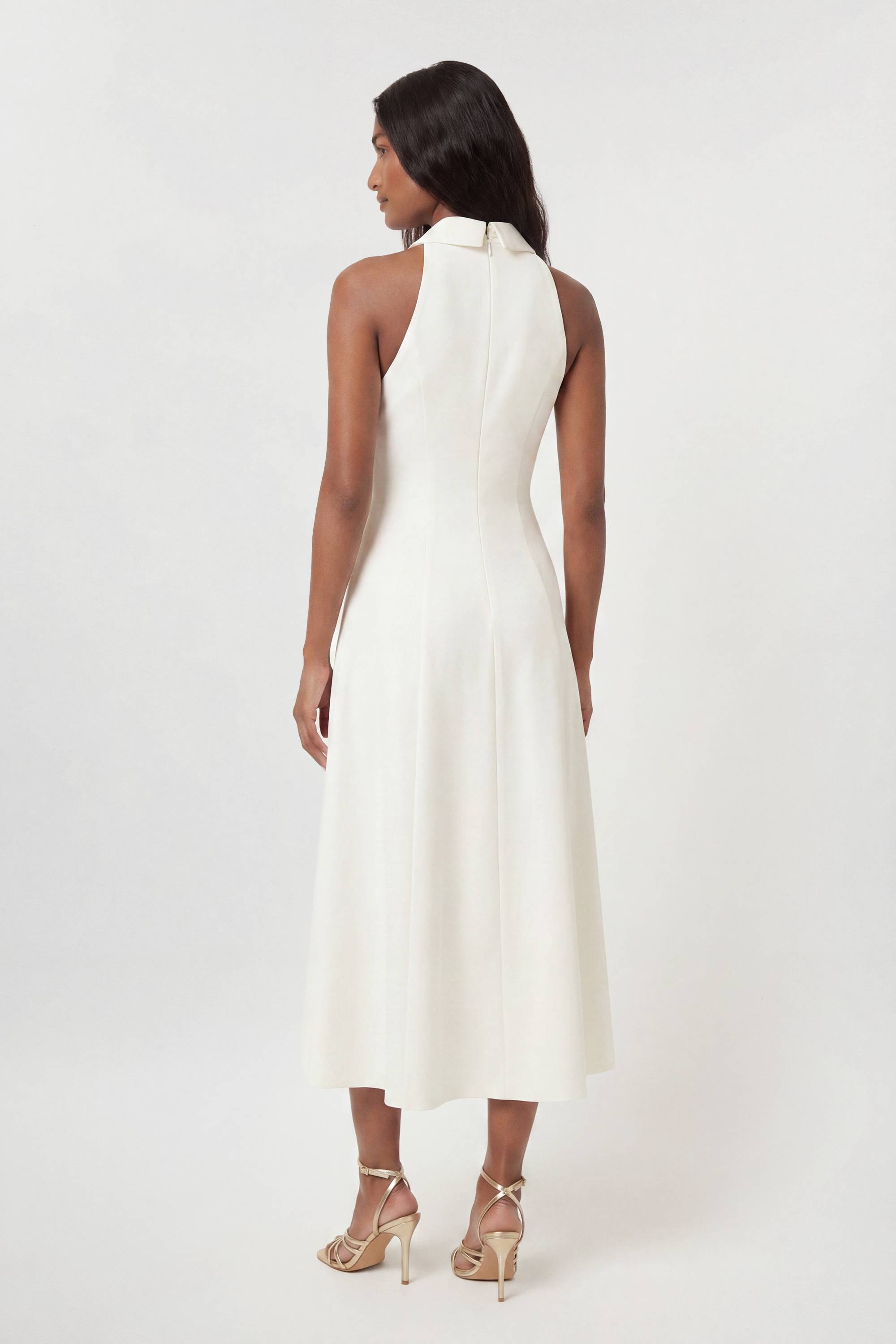 KarenMillen Robe Midi Ajustée À Jupe Ample Avec Détails De Coutures En Tissu Stretch Compact