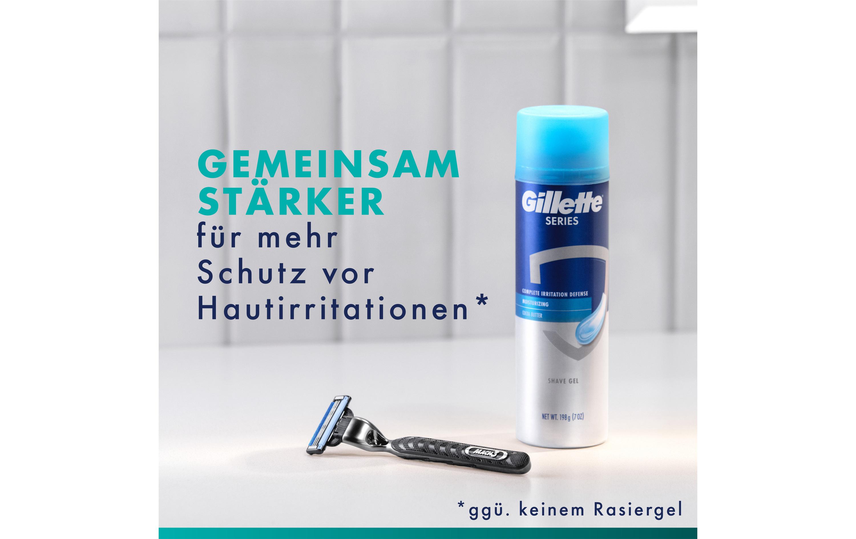 Herrenrasierer Gillette Mach3 Basis 12er + HandstückRasierer für Männer mit Gleitstreifen für ein sanftes Gleiten und neuer Klingenbeschichtung