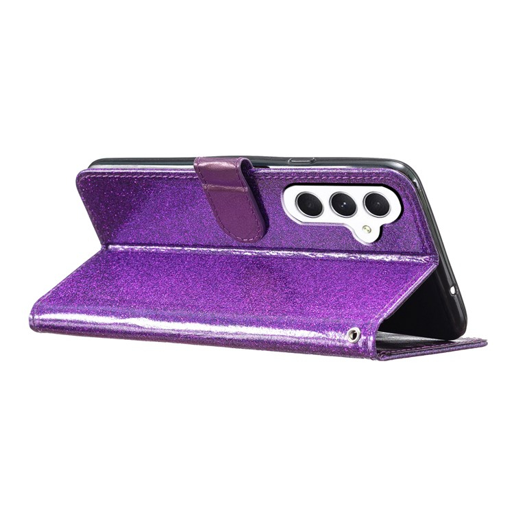 Samsung Galaxy A56 Flip Wallet Cover Leder Tasche Glitzer Optik - Violett