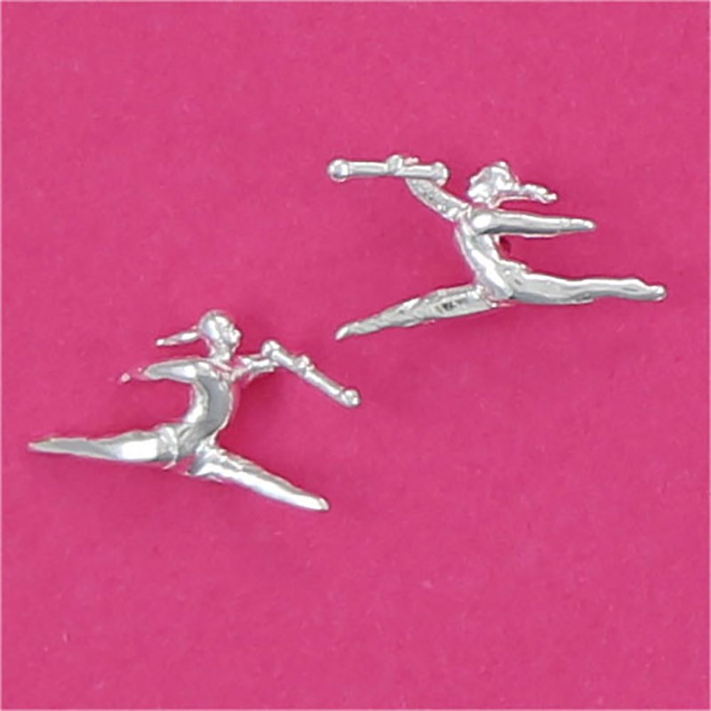 Boucles d'oreilles twirling baton saut - Argent massif