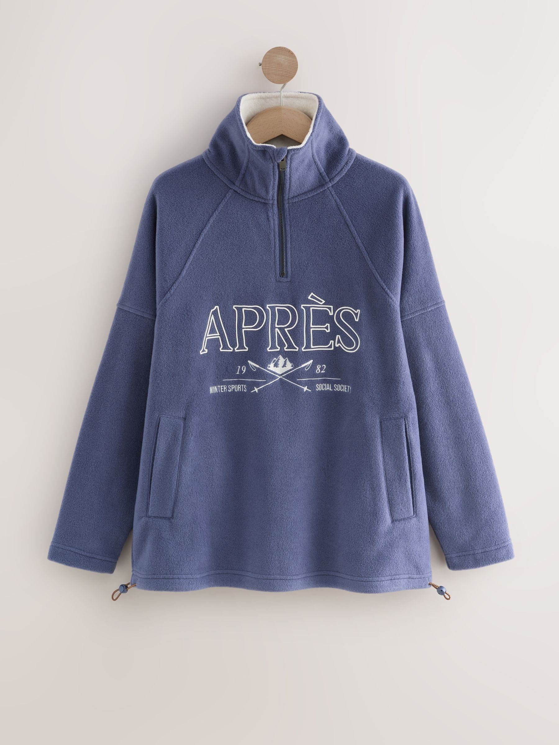 Blauwe Apres - Fleece trui met korte rits