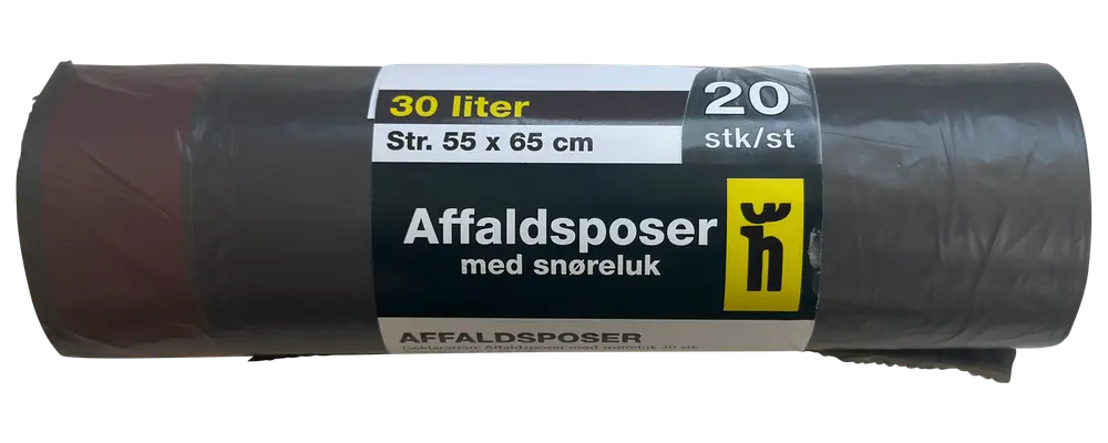 Affaldspose med snøreluk 30 L