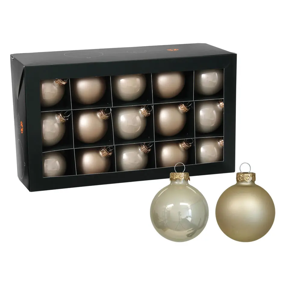 Othmar Decorations Kerstballen 36x - champagne - glas - 6cm
