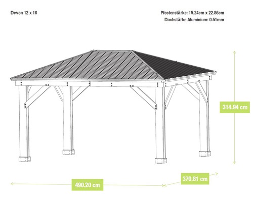 Gazebo WESTMANN hout Devon 12x16 455 x 336 cm geglazuurd