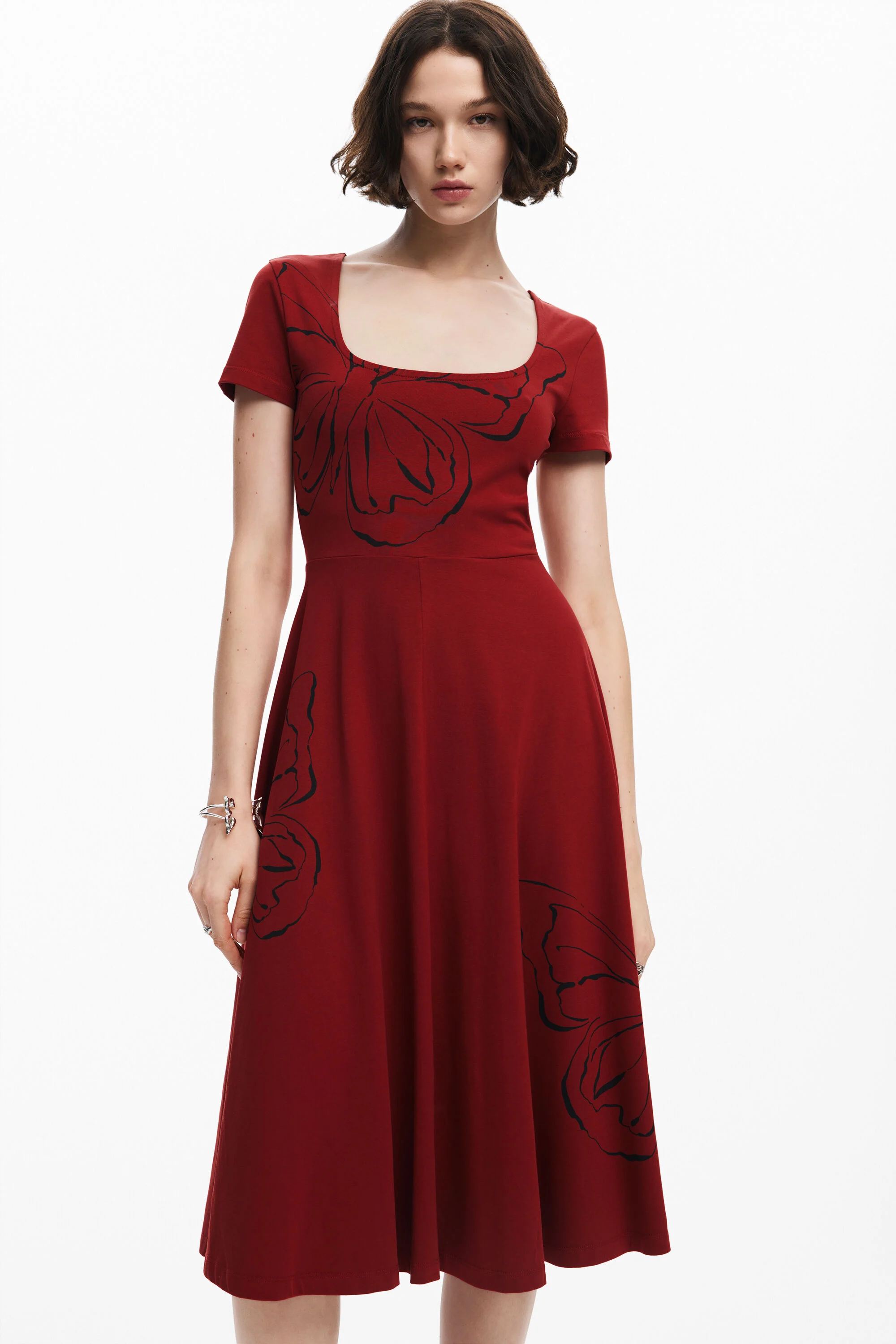 vestido midi borboleta