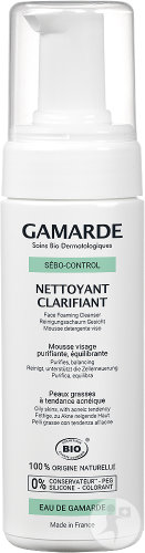 Gamarde Sébo-Control Nettoyant Clarifiant Mousse Visage Peaux Grasses À Tendance Acnéique Bio 160ml