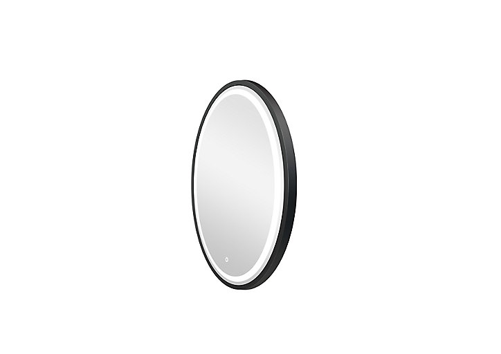 Miroir de salle de bains lumineux LED noir rond Ø 60 cm, MPGlass Naos