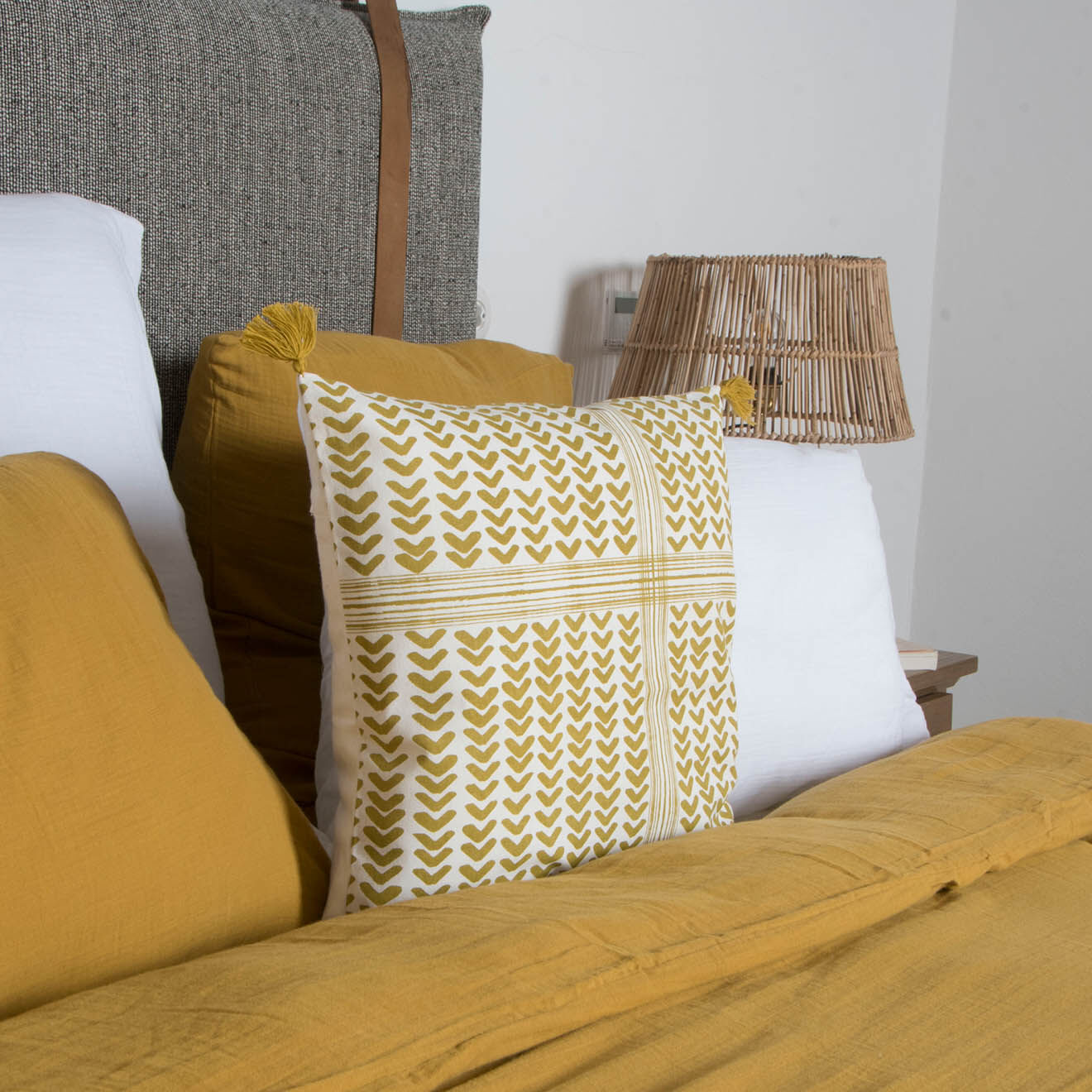 Febronie Housse de coussin Zanzibar jaune - 50x50 cm