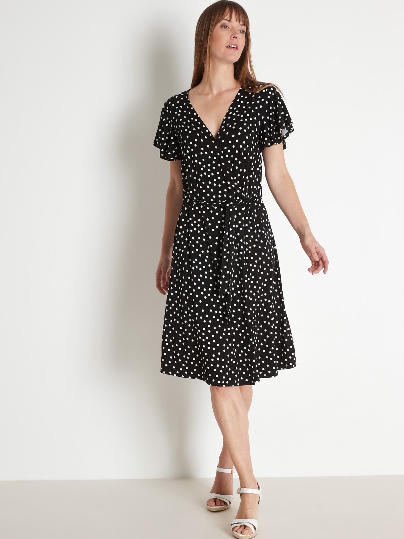 Robe effet cache-coeur en maille