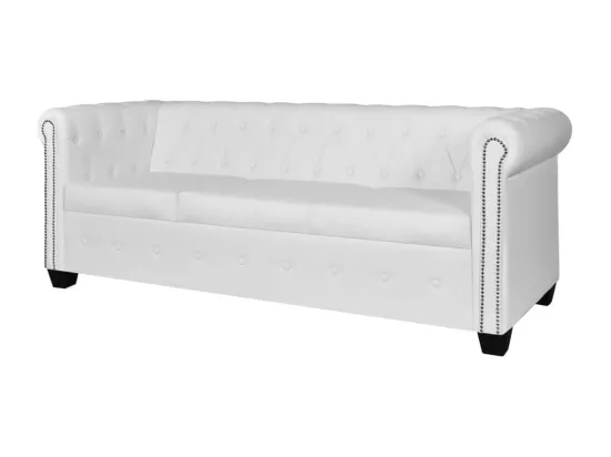 NETTLIFE Canapé Chesterfield à 3 places cuir synthétique blanc