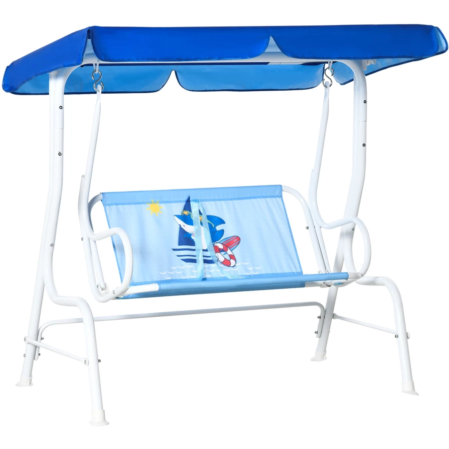 Outsunny Kinder Hollywoodschaukel mit dem winkelverstellbaren Verdeck blau