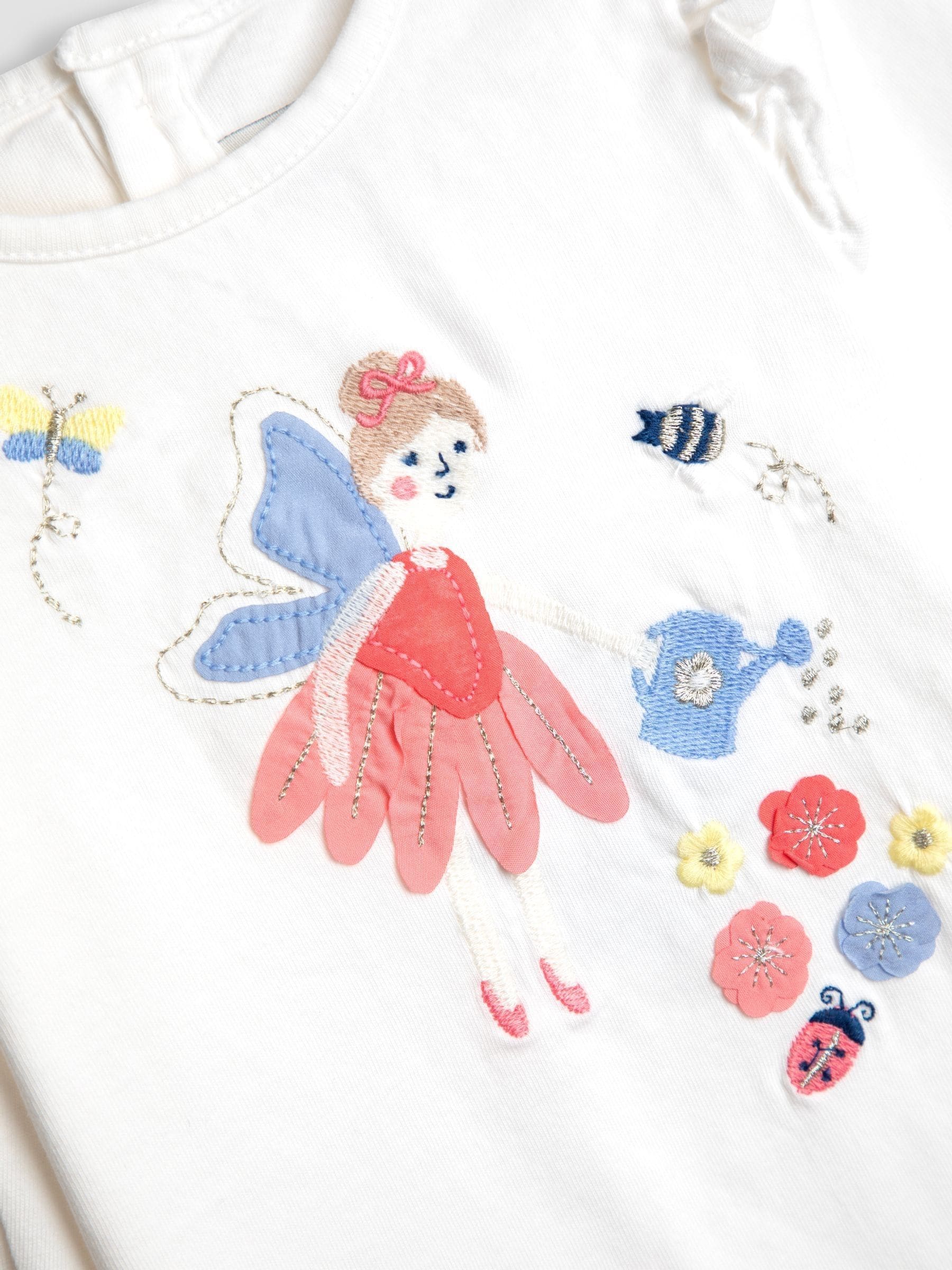 Crèmekleurig met eenhoorn - JoJo Maman Bébé Frill Sleeve Top & Tulle Skirt Set