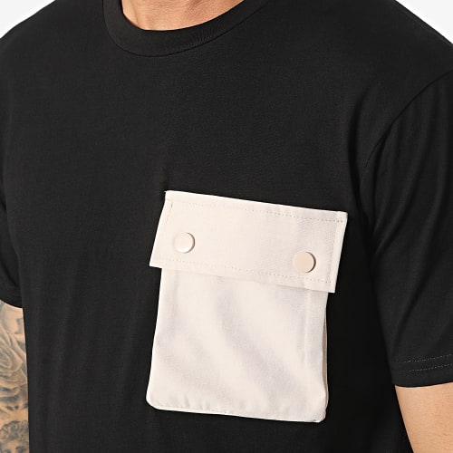 Tee Shirt Poche T8815 Noir Beige