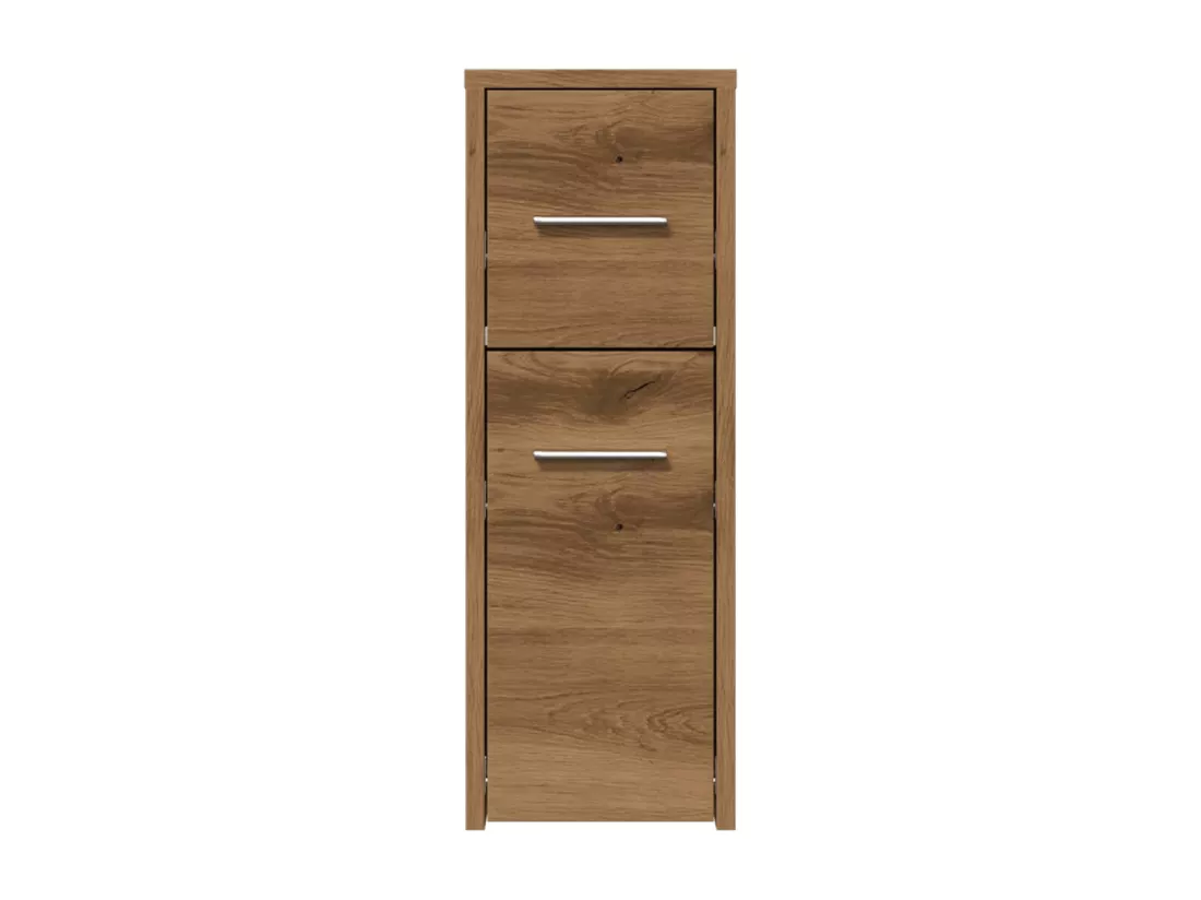 Armoire de salle de bain étroite avec roulettes chêne artisanal