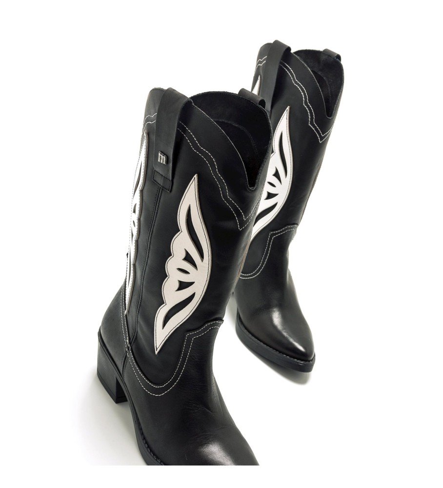 Botas Mustang Teo em couro preto - Salto de 5 cm -