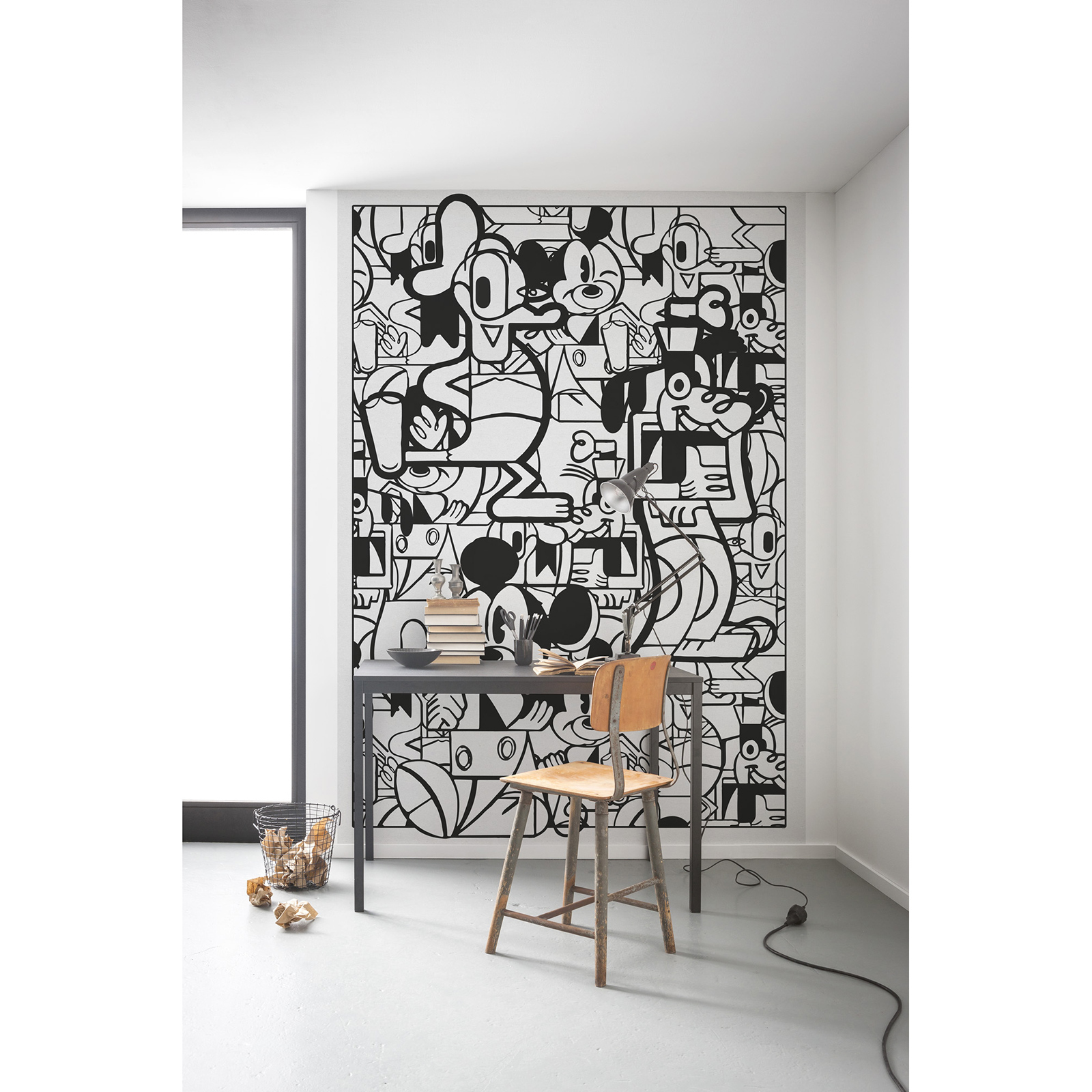 Vlies-Fototapete MICKEY CONSTRUCTIVE - schwarz-weiß - 200x280 cm