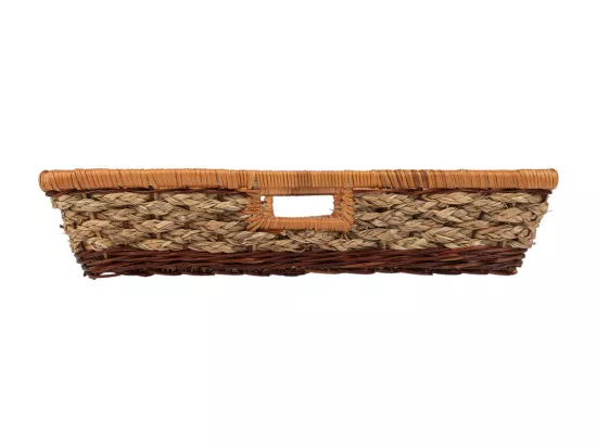 Plateau rectangulaire en corde tressée marron 60x50x10h