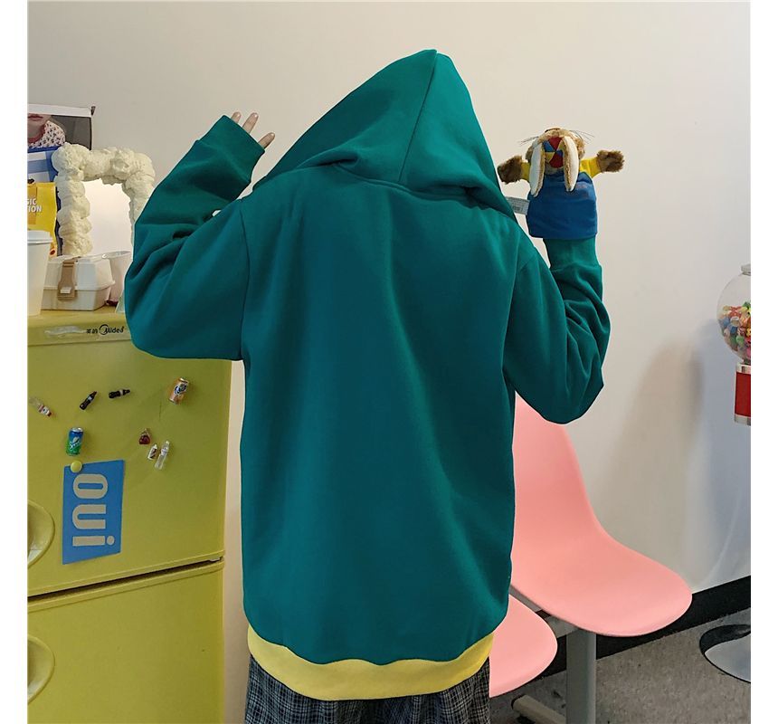 Shineon Studio - Color Block Chameleon Half-Zip Hoodie