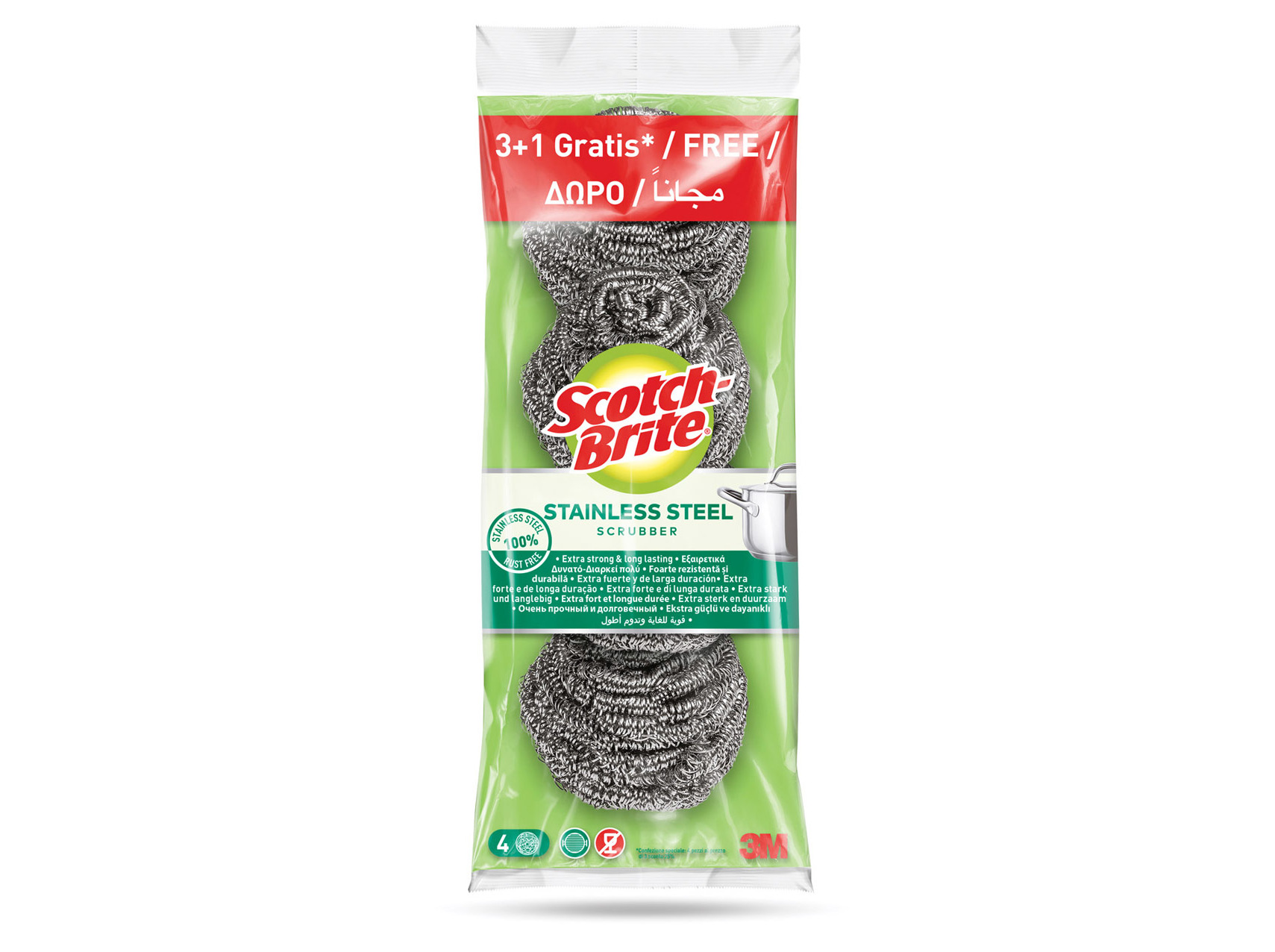 ESFREGÃO SCOTCH-BRITE METÁLICO 3UN 1 GRÁTIS