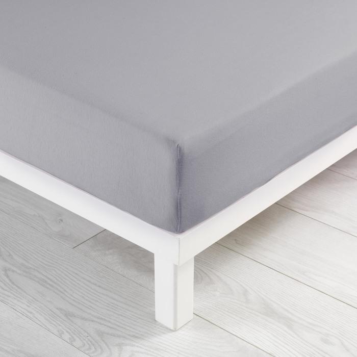 DRAP HOUSSE 1 PERSONNE 90X190CM JERSEY UNI GALET