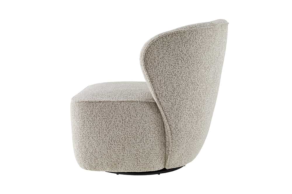 Drehbarer Design Sessel GATSBY taupe Bouclé Tweed Soft 360°