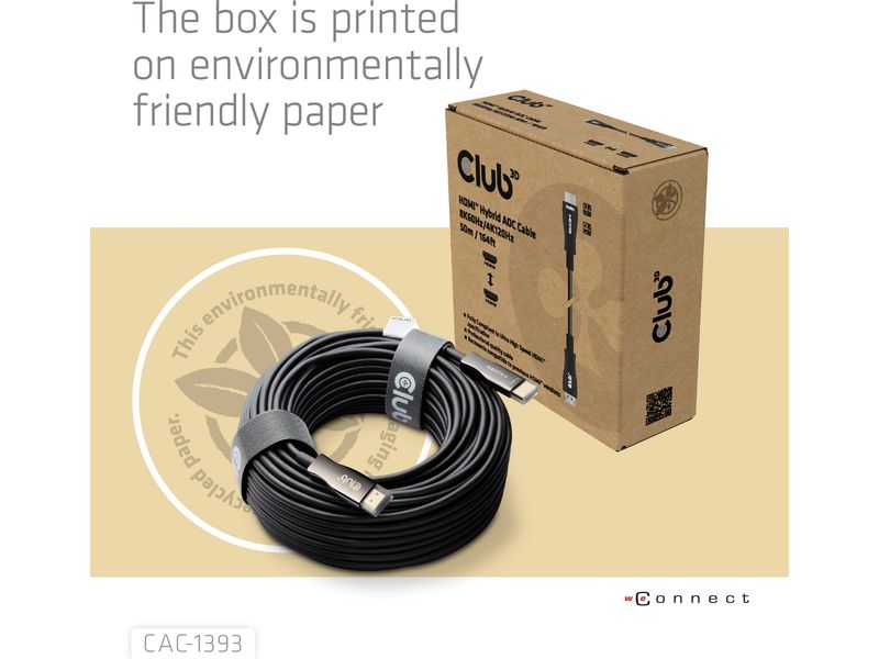 Club 3D Optisches Kabel CAC-1393 HDMI - HDMI, 50 m Aktive optische Hybrid-HDMI-Hochgeschwindigkeitskabel