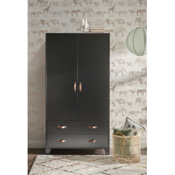 WOOOD kledingkast Dian zwart grenenhout 180 x 94 x 40 cm