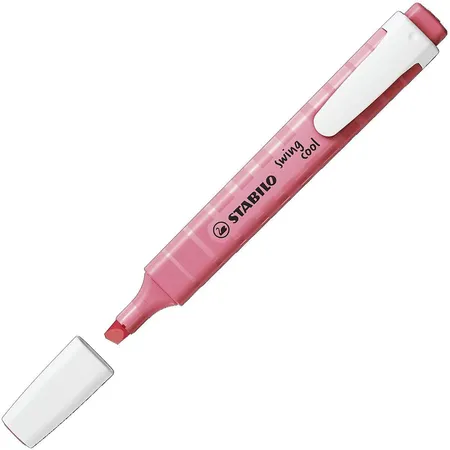 Textmarker - STABILO swing cool Pastel - 4er Pack - Prise von Limette, Kirschblütenrosa, Wolkenblau, Korallrot