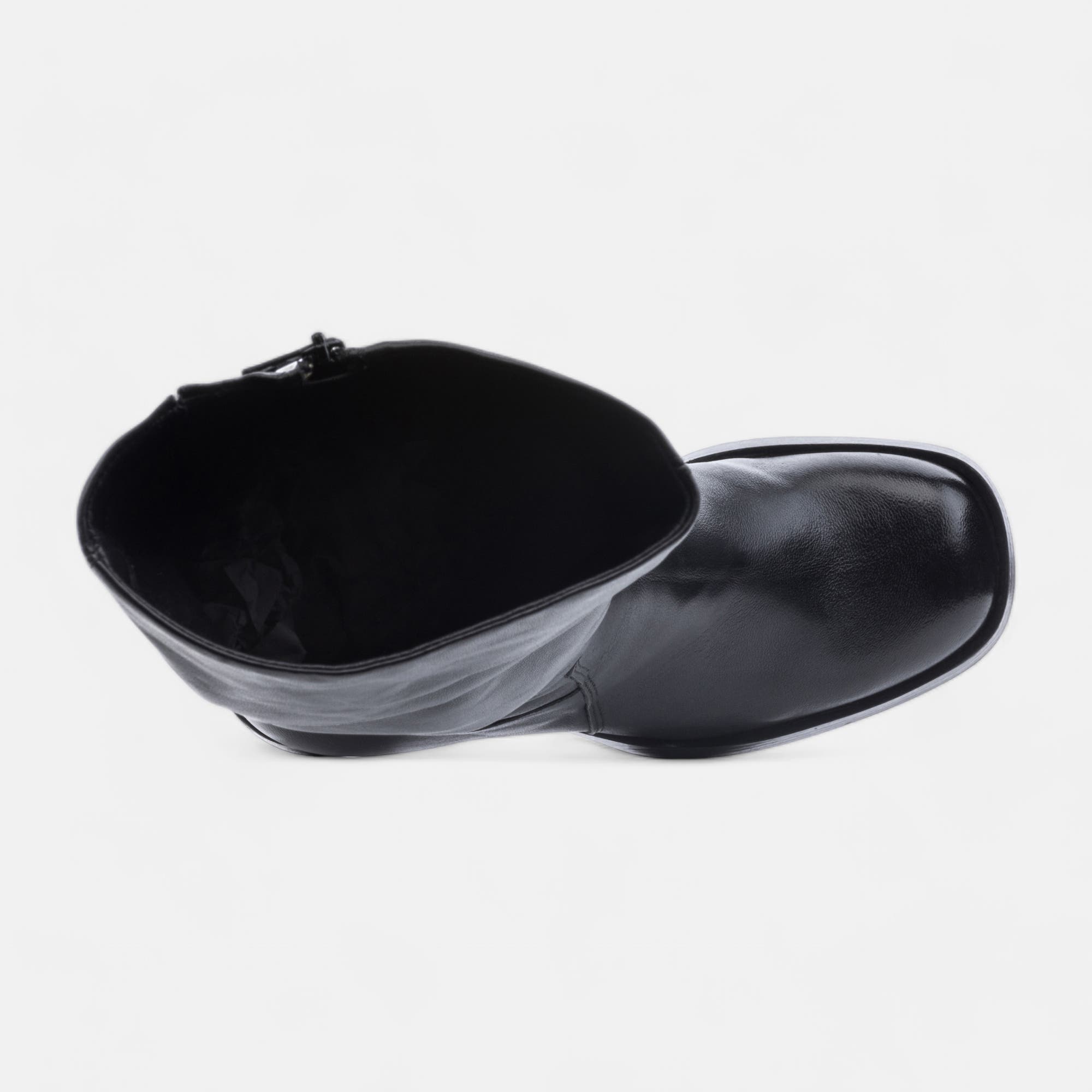 Bottes à talon Femme en cuir noir